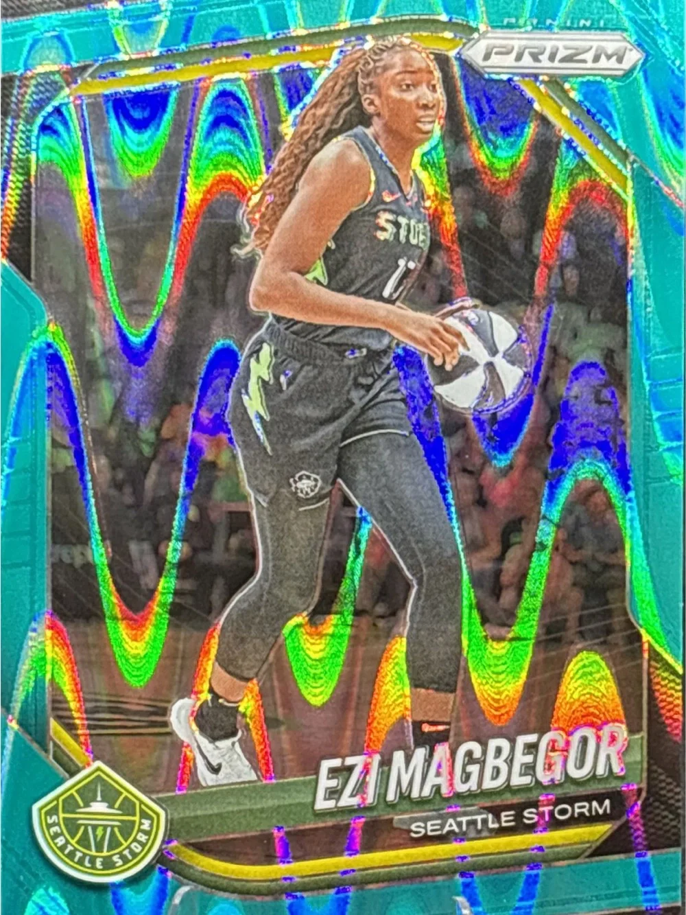 Panini Prizm Teal Holographic Ezi Magbegor Seattle Storm Card - LE 13/49